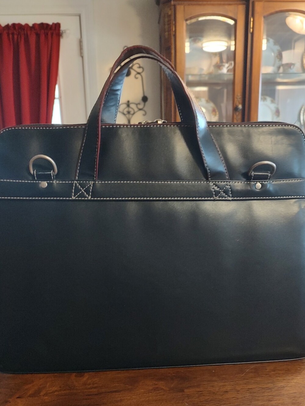 Black Leather Briefcase Shoulder Laptop Bag